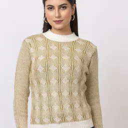 GFO Women Geometric Printed Round Neck Sweaters-picture-22