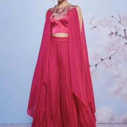 AJIESH OBEROI V-Neck Sleeveless Crop Top With Palazzo Co-Ords-picture-16