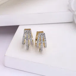 ZENEME Gold Plated Geometric Cubic Zirconia Hoop Earrings-image-63