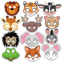 Party Propz Jungle Theme Face Mask - 12 Pieces-image-49