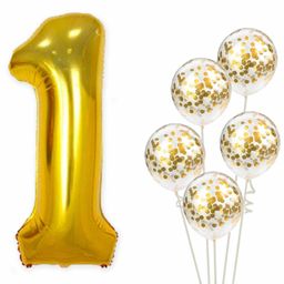 Party Propz 1st Birthday Balloon Set Golden - Pack of 6-19