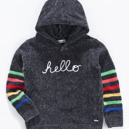 Babyoye Acrylic Hooded Sweater Hello Embroidery - Navy Blue-image-43