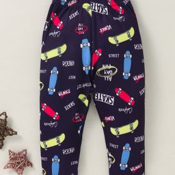 Kookie Kids Full Length Lounge Pant Skate Board Print - Blue-image-34