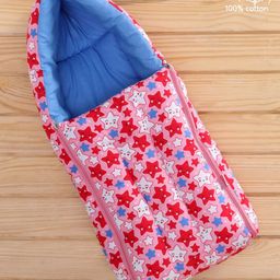 Babyhug 100% Cotton Sleeping Bag cum Carry Nest Stars Print - Pink-image-25