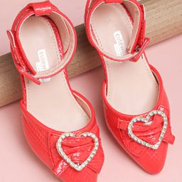 Cute Walk by Babyhug Stone Studded Sandals - Red-image-97