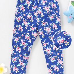 Babyhug Full Length Leggings Floral Print - Blue-image-40