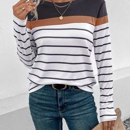 KPOP Women Striped T-shirt-image-26