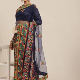 DIVASTRI Ethnic Motifs EmbroideredMirror Work Saree With Blouse Piece-image-15