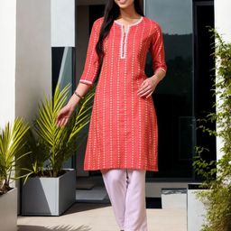 Anouk Rustic Round Neck Striped Kurtas-44