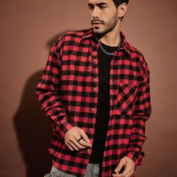 MASCLN SASSAFRAS Men Relaxed Buffalo Checks Opaque Checked Casual Shirt-image-59