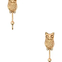 IndianShelf Gold Toned 2 Pieces Brass Owl Wall Hooks-image-5