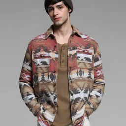 Jack & Jones Men Spread Collar Geometric Printed Cotton Casual Shirt-image-23