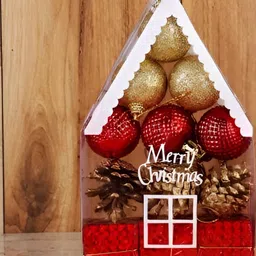 CraftVatika 12-Pcs Red & Gold Christmas Hanging Ornaments-17