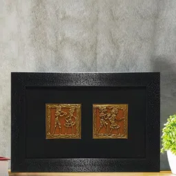 Gallery99 Chaque Decor Gold-Toned & White Dhokra Warli Abstract Wooden Wall art-image-11