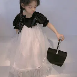 StyleCast x Revolte Girls Colourblocked Round Neck Gathered or Pleated Cotton A-Line Dress-image-12