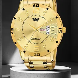 Abrexo Men Stainless Steel Bracelet Style Straps Date Aperture Analogue Watch Abx13205-51