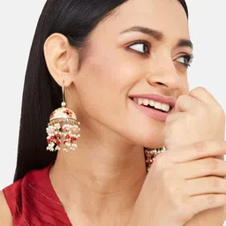 Anouk Gold Plated Artificial Beaded Dome Shaped Jhumkas image 3