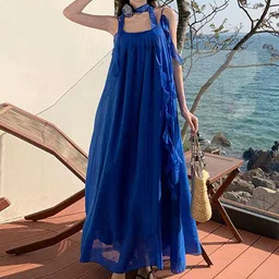 bebe Women Shoulder Straps A-Line Maxi Dress-image-38