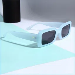 SUNGLASSIC Unisex Victoria Light Blue Black Polarized Rectangle Sunglasses-image-79