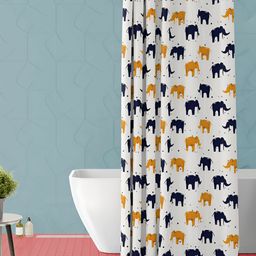 ArtzFolio White & Blue Printed Waterproof Shower Curtain-image-57