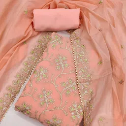 Nayanthara Trends Floral Embroidered Thread Work Chanderi Silk Unstitched Dress Material-picture-24