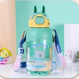 Sipper for Kids, Cute Cartoon Teddy Bear Bottle with Lock,Strap & Silicone Straw-picture-21