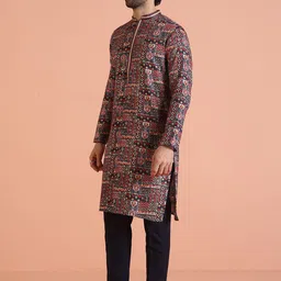KISAH Men Ethnic Motifs Printed Regular Kurta with Pyjamas-image-59