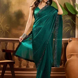 Sangria Embellished Saree WithBlousePiece-image-19
