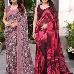 Moda RapidoPack of 2 Floral Pure Georgette Saree-image-72