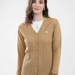 Monte Carlo Women Cable Knit V-Neck Ribbed Cardigan Sweater-picture-43