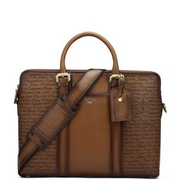 Da Milano Unisex Textured Leather Laptop Bag-image-48