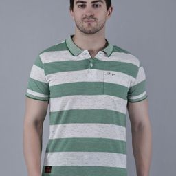 STARFOX Men Striped Polo Collar Cotton T-shirt-image-94