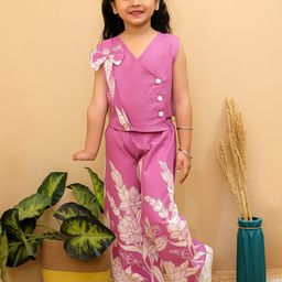 Aj DEZInES Girls Printed Sleeveless Pure Cotton Top With Palazzos-picture-12