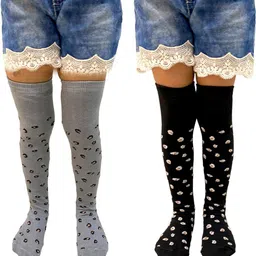 NESKA MODA Kids-Unisex Set Of 2 Knee Length Cotton Socks-97