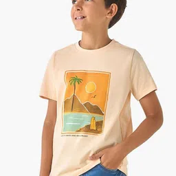 Juniors by Babyshop Boys Graphic Printed Round Neck Drop Shoulder Sleeves Cotton T-shirt-image-52