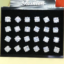 Shivarth Set of 12 Silver-Plated Metal American Diamond Earrings-image-76