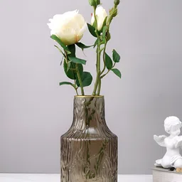 Myntra Elegant Homes Brown And Gold-Toned Ripple Textured Glass Flower Vase-image-64