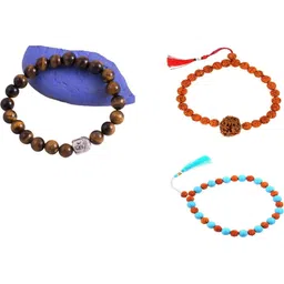 Divine souvenirs Unisex Set Of 3 Artificial Beaded Elasticated Bracelets-image-89