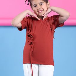 Baawri Girls Solid Tie-Ups Round Neck Top-image-89
