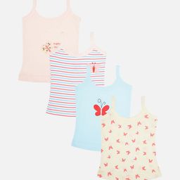 Bodycare Girls Pack Of 4 Regular Fit Printed Sleeveless Cotton Camisoles-picture-44
