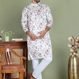 Anouk Men Floral Printed Regular Sequinned Kurta with Pyjamas-12