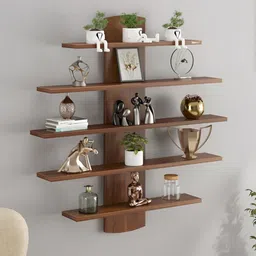 bluewud Caselle Brown Wooden Wall Book Shelf-image-76