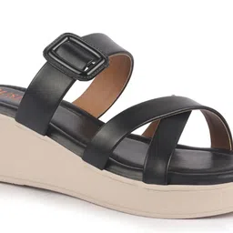 FAUSTO Open Toe Textured Wedge Heels image 3