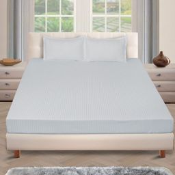 Myntra Elegant Homes Silver-Toned Striped 260 TC King Bedsheet with 2 Pillow Covers-image-72