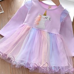 YK Girls Printed Round Neck Fit & Flare Dress-image-48
