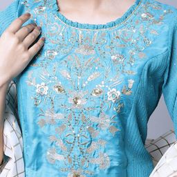 AURELIA Women Regular Kurta with Palazzos & With Dupatta image 2