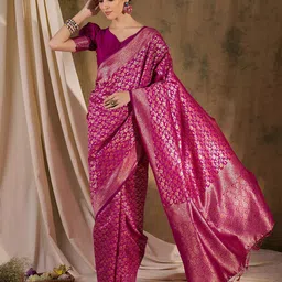 MANVAA Ethnic Motifs Woven Design Banarasi Saree-picture-38