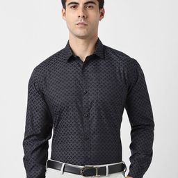 V Dot Men Cotton Slim Fit Printed Formal Shirt-image-5