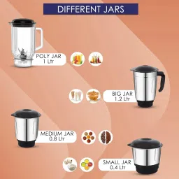 home saver 1 Juicer Jar For Grinding Mixing and Juicing | Mixer Grinder with 4 Jars Set | 750 W Mixer Grinder image 4