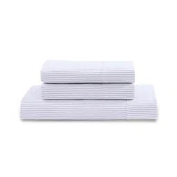 LANE LINEN Blue & White Striped 144 TC King Bedsheet with 2 Pillow Covers-picture-35